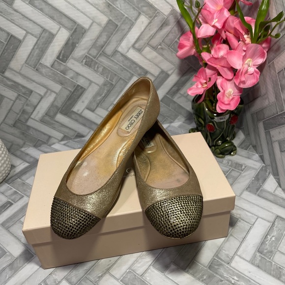 Jimmy choo sparkle (golden) flats size 8 - Picture 2 of 9